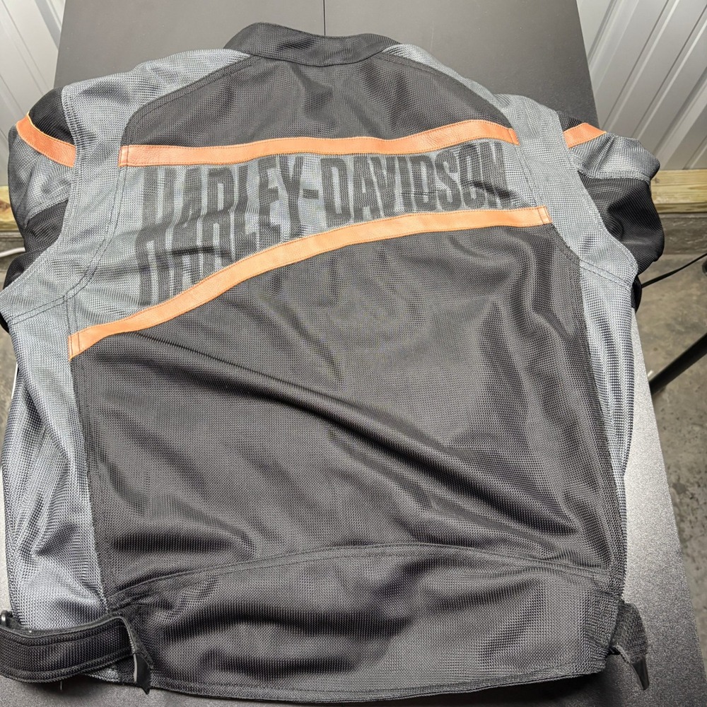 Harley Davidson Riding Gear Motorcycle Jacket Mesh Black Gray‎ Orange L - Picture 6 of 6